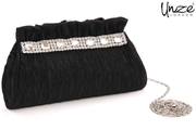 Womens Crystals 'Raven' Evening Party Clutch Bag